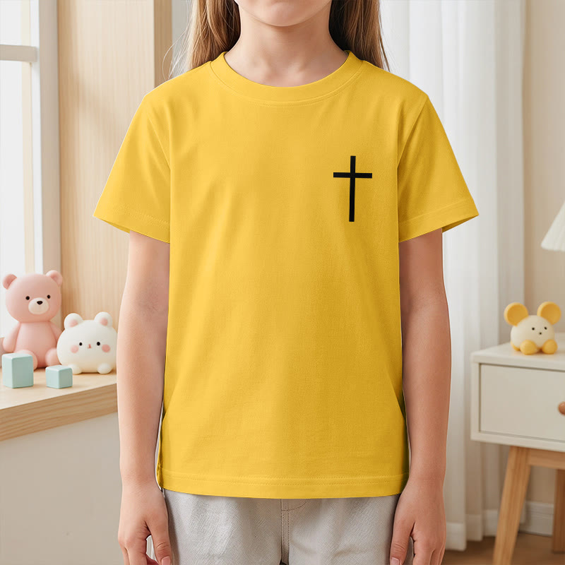 Christianartworkshop Philipper 4,13 – Kurzarm-T-Shirt für Kinder mit Kreuz auf der Vorderseite und Rückseite in gotischer Schrift - image 32