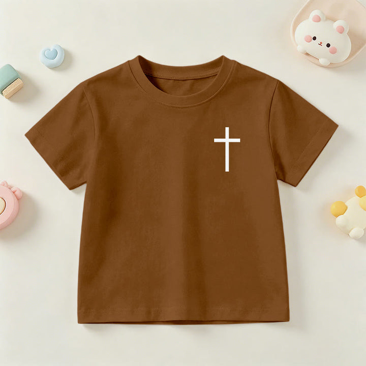 Christianartworkshop Philipper 4,13 – Kurzarm-T-Shirt für Kinder mit Kreuz auf der Vorderseite und Rückseite in gotischer Schrift - image 21