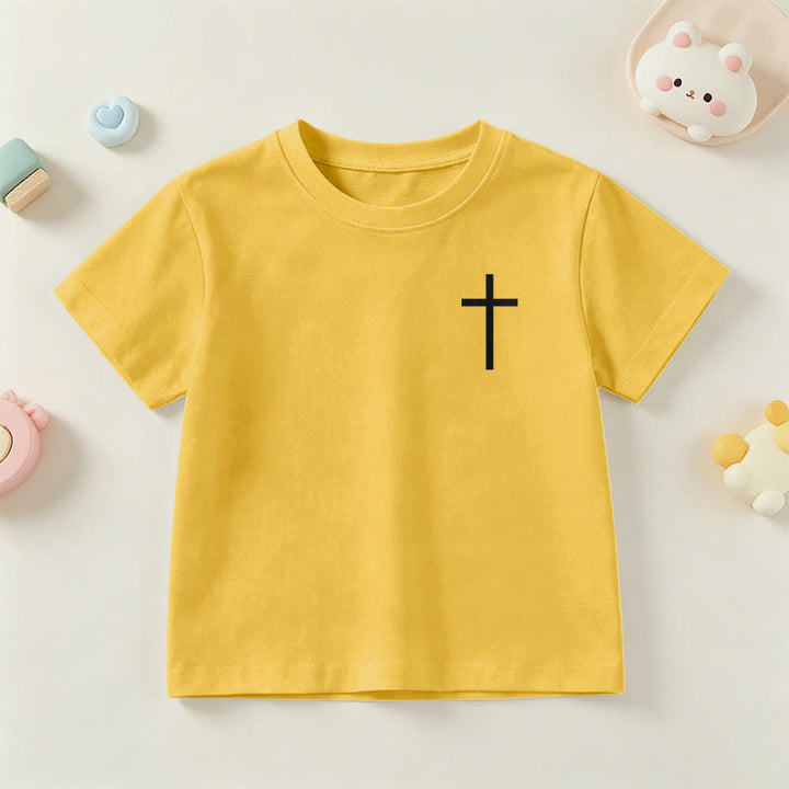 Christianartworkshop Philipper 4,13 – Kurzarm-T-Shirt für Kinder mit Kreuz auf der Vorderseite und Rückseite in gotischer Schrift - image 30