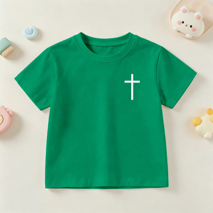 Christianartworkshop Philipper 4,13 – Kurzarm-T-Shirt für Kinder mit Kreuz auf der Vorderseite und Rückseite in gotischer Schrift - image 75