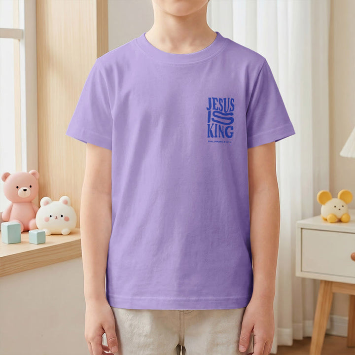 Christianartworkshop „Jesus ist König“ Philipper 2,10-11 Kinder-T-Shirt mit kurzen Ärmeln und auffälligem Aufdruck in abgenutzter, fetter Schrift auf Vorder- und Rückseite - image 49