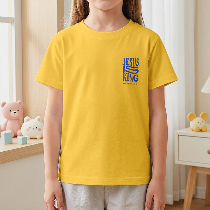 Christianartworkshop „Jesus ist König“ Philipper 2,10-11 Kinder-T-Shirt mit kurzen Ärmeln und auffälligem Aufdruck in abgenutzter, fetter Schrift auf Vorder- und Rückseite - image 32