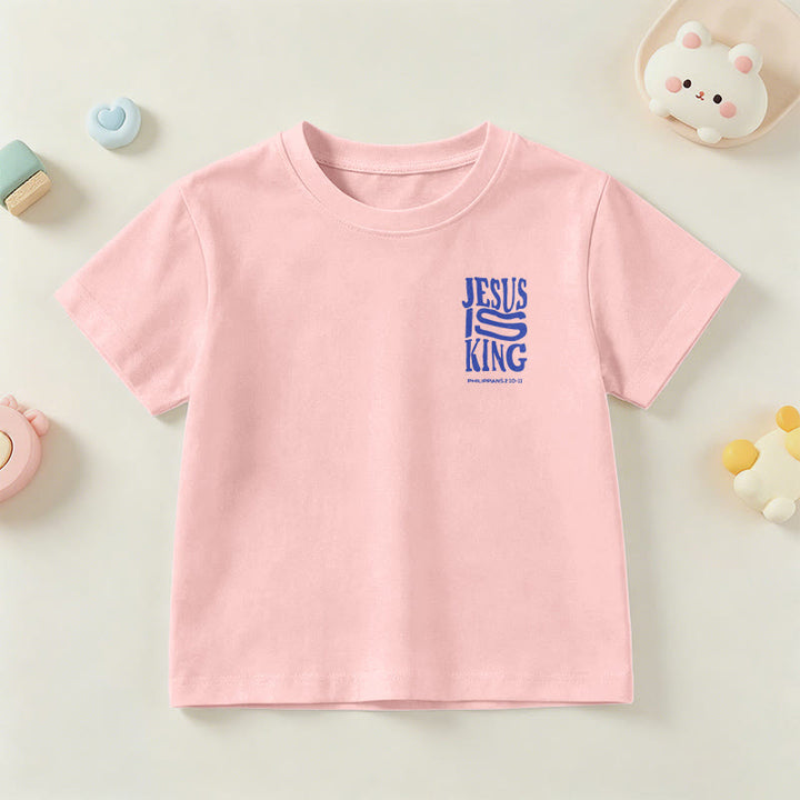Christianartworkshop „Jesus ist König“ Philipper 2,10-11 Kinder-T-Shirt mit kurzen Ärmeln und auffälligem Aufdruck in abgenutzter, fetter Schrift auf Vorder- und Rückseite - image 66