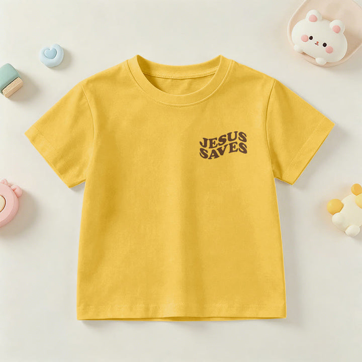 Christianartworkshop Klassisches „Jesus rettet“-T-Shirt mit gestapelter Bubble-Schriftart und Kreuzmotiv für Kinder (Kurzarm). - image 30