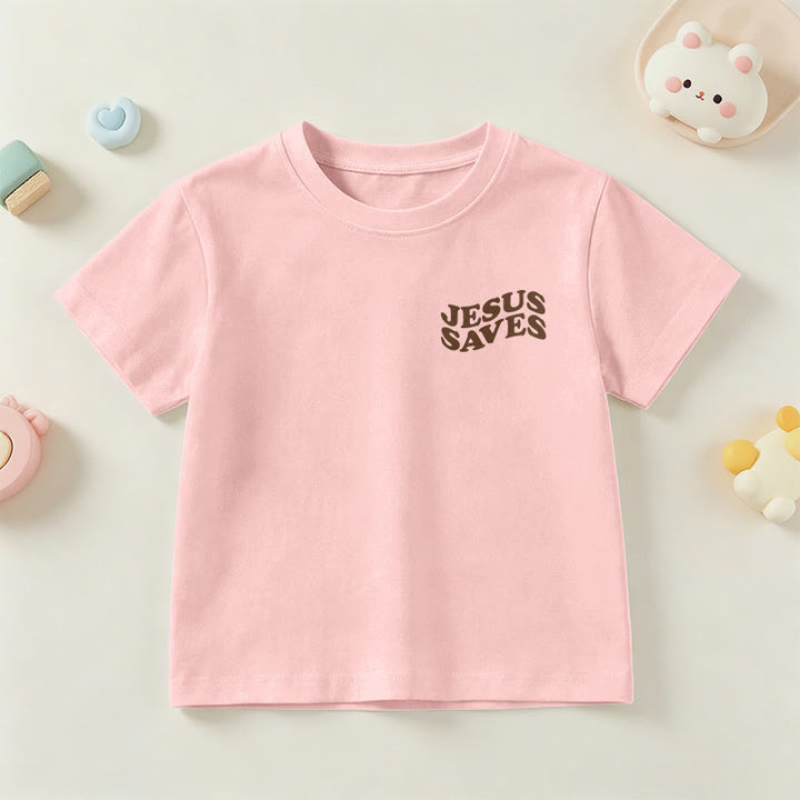 Christianartworkshop Klassisches „Jesus rettet“-T-Shirt mit gestapelter Bubble-Schriftart und Kreuzmotiv für Kinder (Kurzarm). - image 66