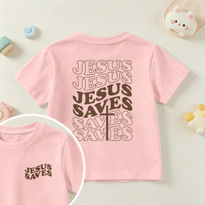 Christianartworkshop Klassisches „Jesus rettet“-T-Shirt mit gestapelter Bubble-Schriftart und Kreuzmotiv für Kinder (Kurzarm). - Rosa - US/GB/AU 14, EU 170 - image 63