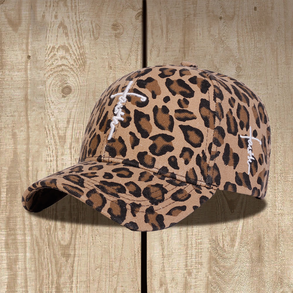 Christianartworkshop Baseballkappe mit gesticktem Kreuzmotiv und Leopardenmuster, Unisex - Braun - image 2