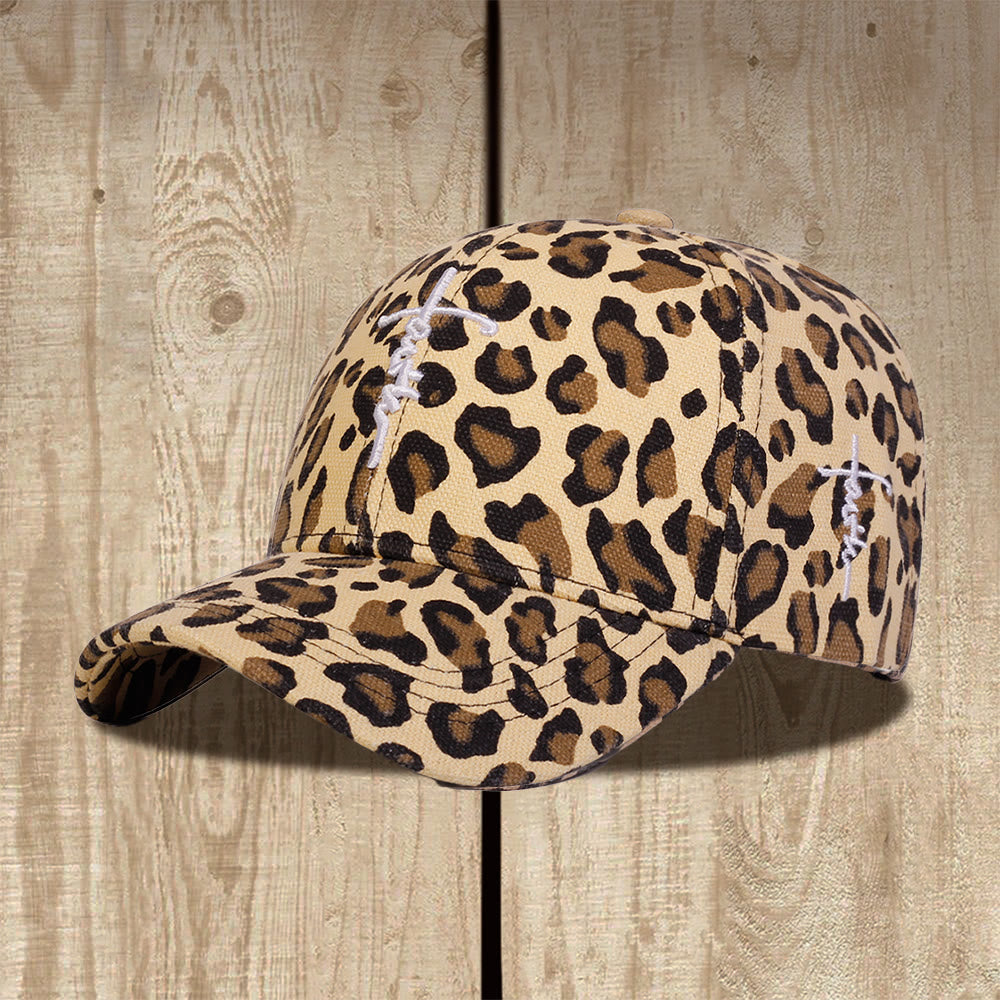 Christianartworkshop Baseballkappe mit gesticktem Kreuzmotiv und Leopardenmuster, Unisex - Khaki - image 3