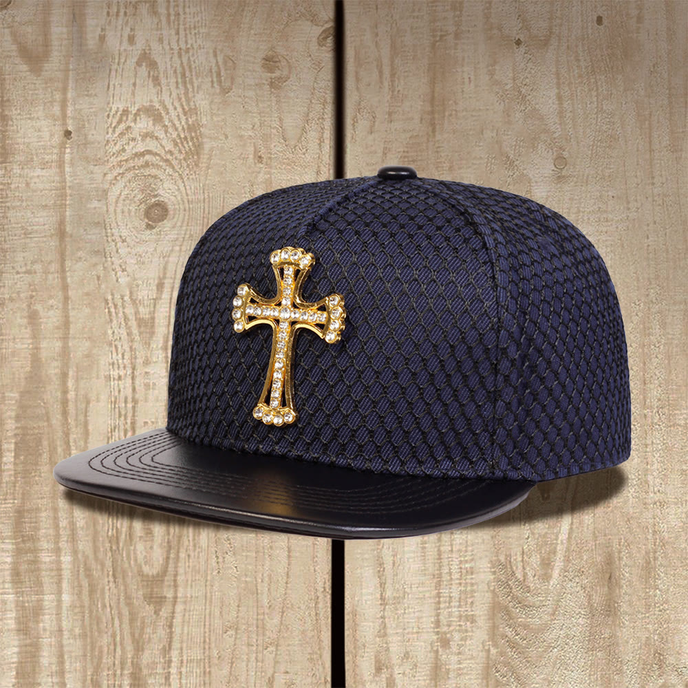 Christianartworkshop Unisex-Snapback-Cap mit Kreuzornament, Wabenmuster, flachem Schirm und flachem Schirm - Marineblau - image 2