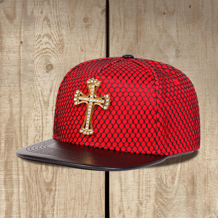 Christianartworkshop Unisex-Snapback-Cap mit Kreuzornament, Wabenmuster, flachem Schirm und flachem Schirm - Rot - image 4