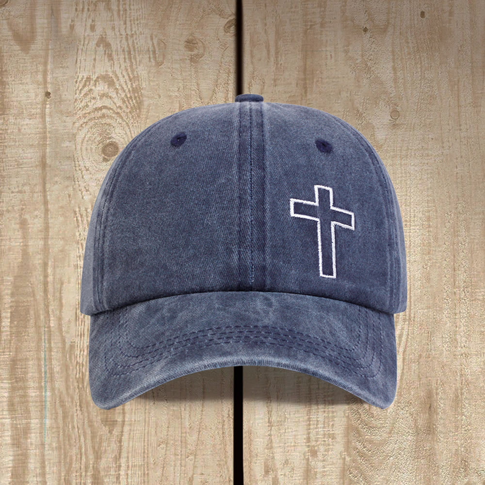 Christianartworkshop Baseballkappe mit einfacher Kreuzstickerei im Vintage-Look, Unisex, verstellbar - image 1