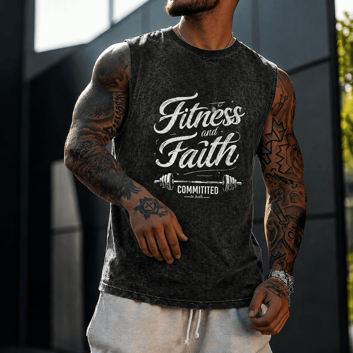 Christianartworkshop Fitness und Glaube: Engagiert für beides – Unisex-Tanktop mit Hantelstange - image 0