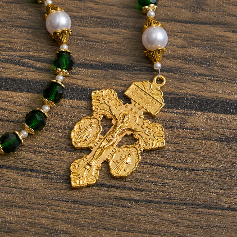 Christianartworkshop Rosenkranz mit St.-Judas-Motiv, grünem Glas und Kruzifix - image 6