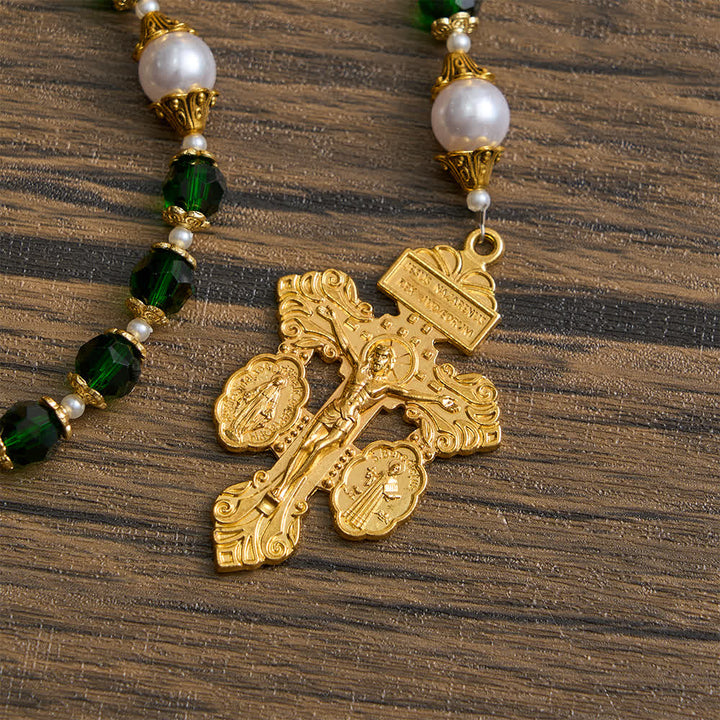 Christianartworkshop Rosenkranz mit St.-Judas-Motiv, grünem Glas und Kruzifix - image 6
