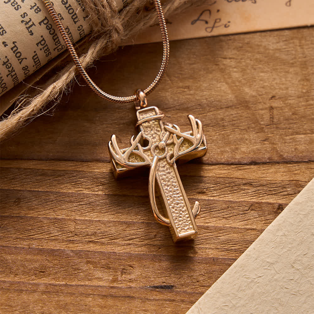 Christianartworkshop Jagd- und Angelkreuz-Anhänger-Halskette: Glaube und spirituelle Hingabe in der Natur - Roségold - image 5