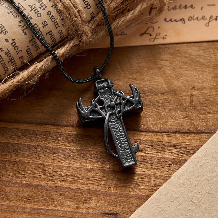 Christianartworkshop Jagd- und Angelkreuz-Anhänger-Halskette: Glaube und spirituelle Hingabe in der Natur - Schwarz - image 7