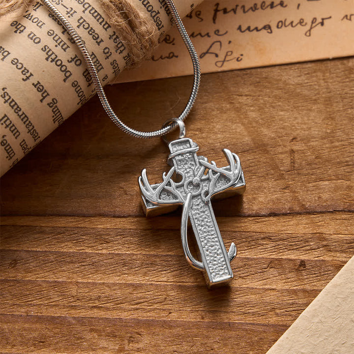 Christianartworkshop Jagd- und Angelkreuz-Anhänger-Halskette: Glaube und spirituelle Hingabe in der Natur - Silber - image 4