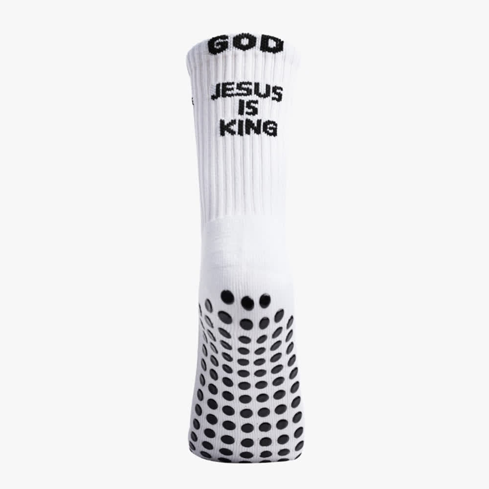 Christianartworkshop Inspirierende, rutschfeste Trainingssocken mit dem Aufdruck „Jesus ist König“. - image 5