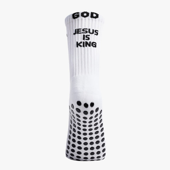 Christianartworkshop Inspirierende, rutschfeste Trainingssocken mit dem Aufdruck „Jesus ist König“. - image 5