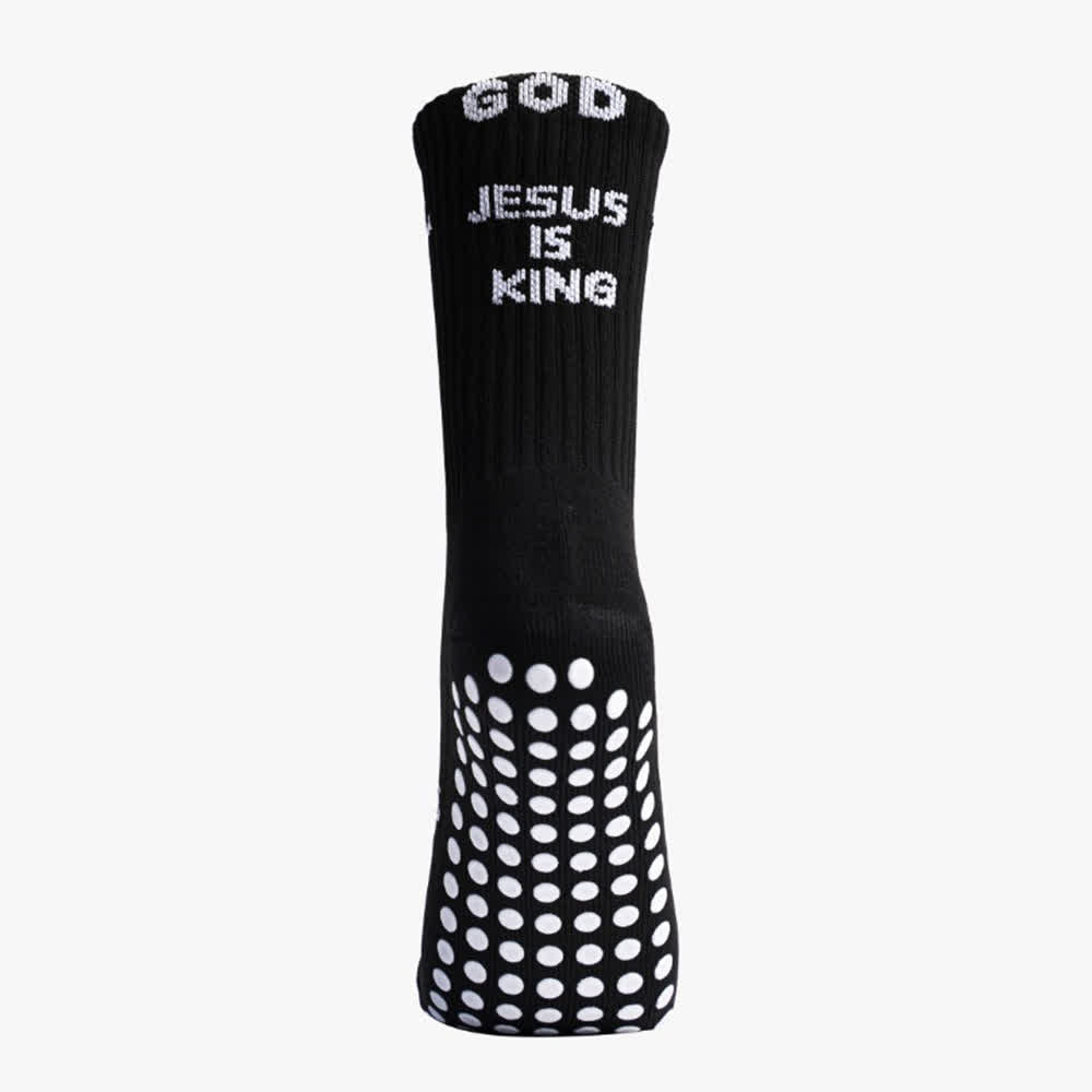 Christianartworkshop Inspirierende, rutschfeste Trainingssocken mit dem Aufdruck „Jesus ist König“. - image 2