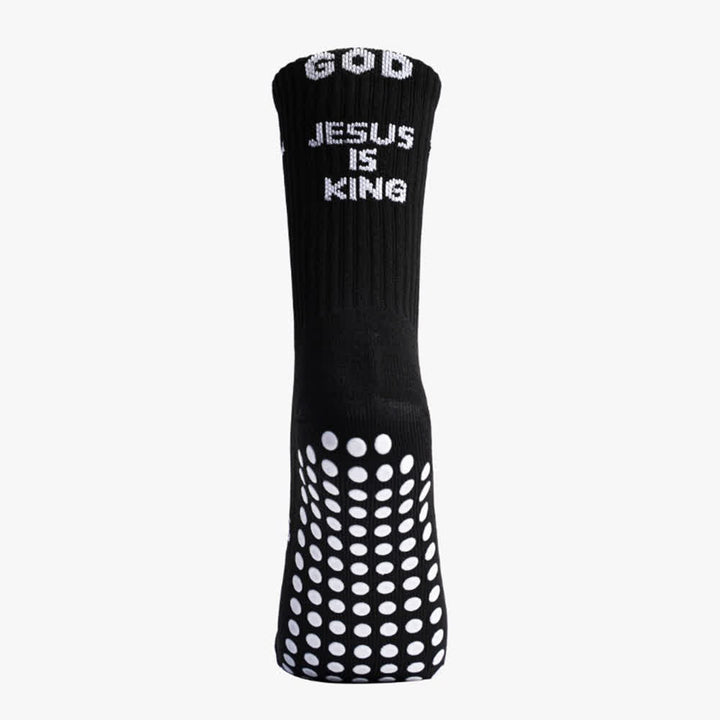 Christianartworkshop Inspirierende, rutschfeste Trainingssocken mit dem Aufdruck „Jesus ist König“. - image 2