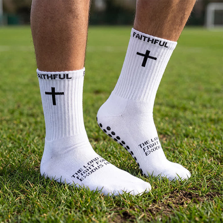 Christianartworkshop Sportsocken mit Kreuzmotiv und Bibelvers für vorne - White&Exodus - 10 Paare - image 0