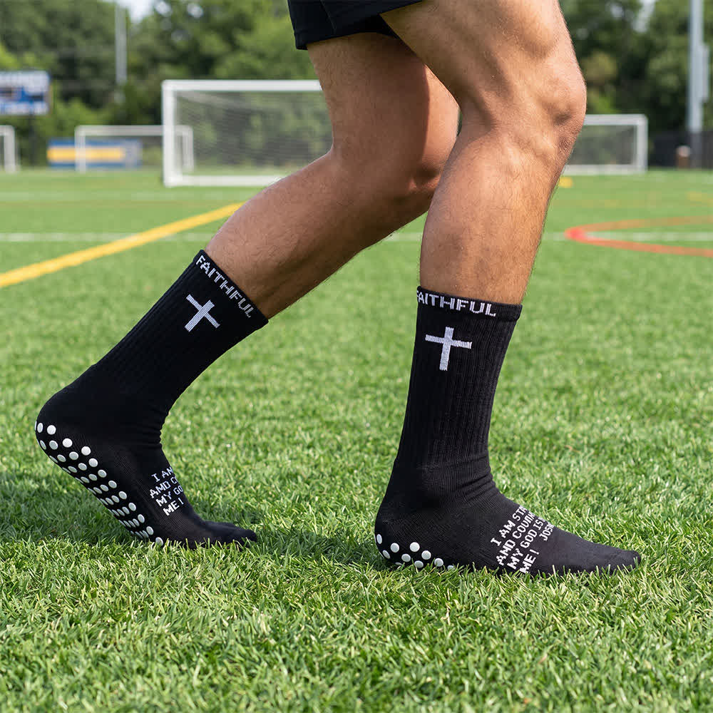 Christianartworkshop Sportsocken mit Kreuzmotiv und Bibelvers für vorne - Black&Joshua - 10 Paare - image 7