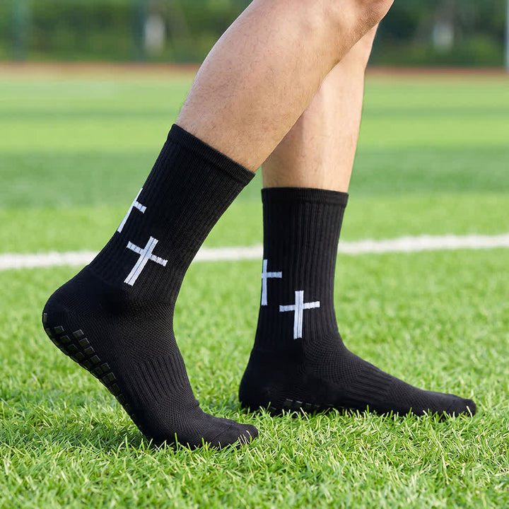 Christianartworkshop Sportsocken mit vertikalem Schaft und mehrfachem Kreuzdesign für optimale Traktion an der Sohle - Schwarz - 10 Paare - image 3