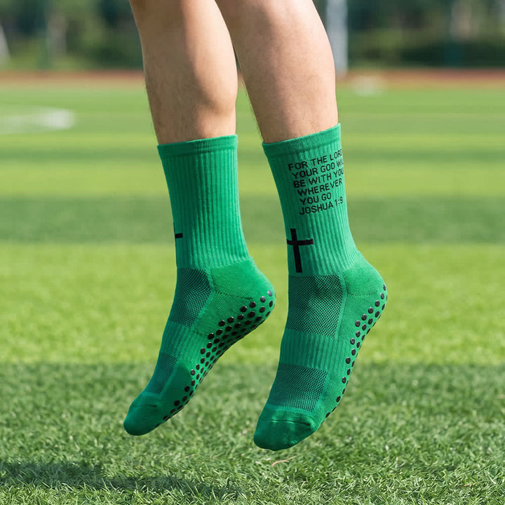 Christianartworkshop Joshua Scripture Side Letter & Cross Knit Crew Sports Socks - Grün - 10 Paare - image 16