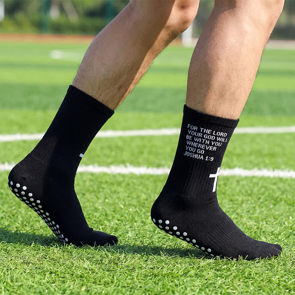 Christianartworkshop Joshua Scripture Side Letter & Cross Knit Crew Sports Socks - Schwarz - 10 Paare - image 6