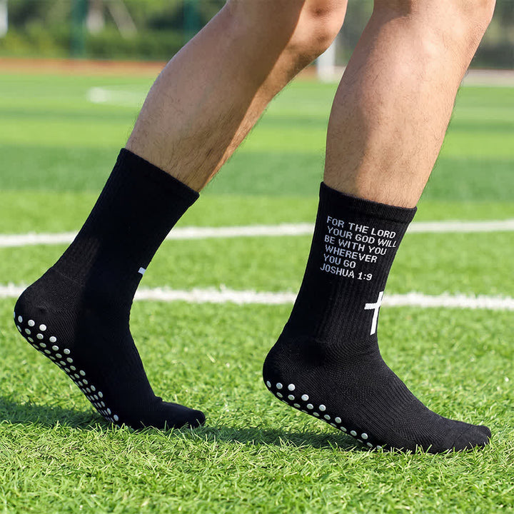 Christianartworkshop Joshua Scripture Side Letter & Cross Knit Crew Sports Socks - Schwarz - 10 Paare - image 6