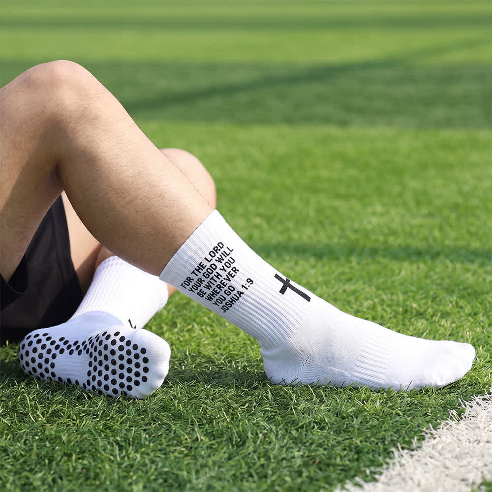 Christianartworkshop Joshua Scripture Side Letter & Cross Knit Crew Sports Socks - Weiß - 10 Paare - image 0