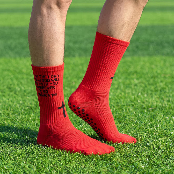 Christianartworkshop Joshua Scripture Side Letter & Cross Knit Crew Sports Socks - Rot - 10 Paare - image 10
