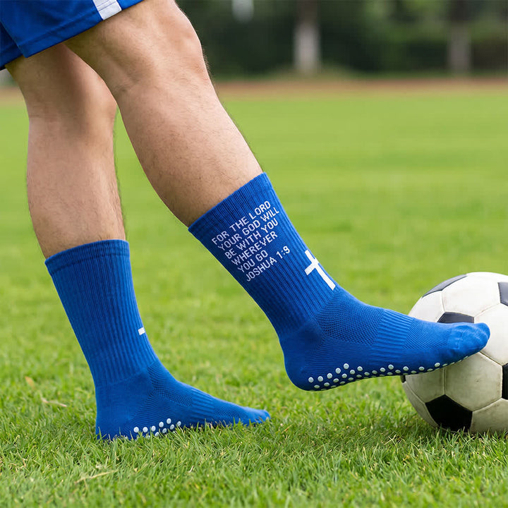 Christianartworkshop Joshua Scripture Side Letter & Cross Knit Crew Sports Socks - Blau - 10 Paare - image 14