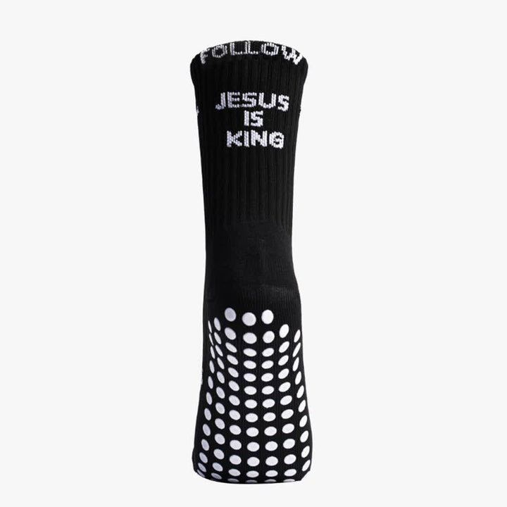 Christianartworkshop „Folge Jesus ist König“ Stufenbuchstaben Vollpunkt Anti-Rutsch-Sportsocken - image 2