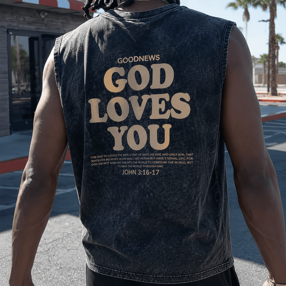 Christianartworkshop „Gott liebt dich“ Unisex-Tanktop (gewaschen) - image 0