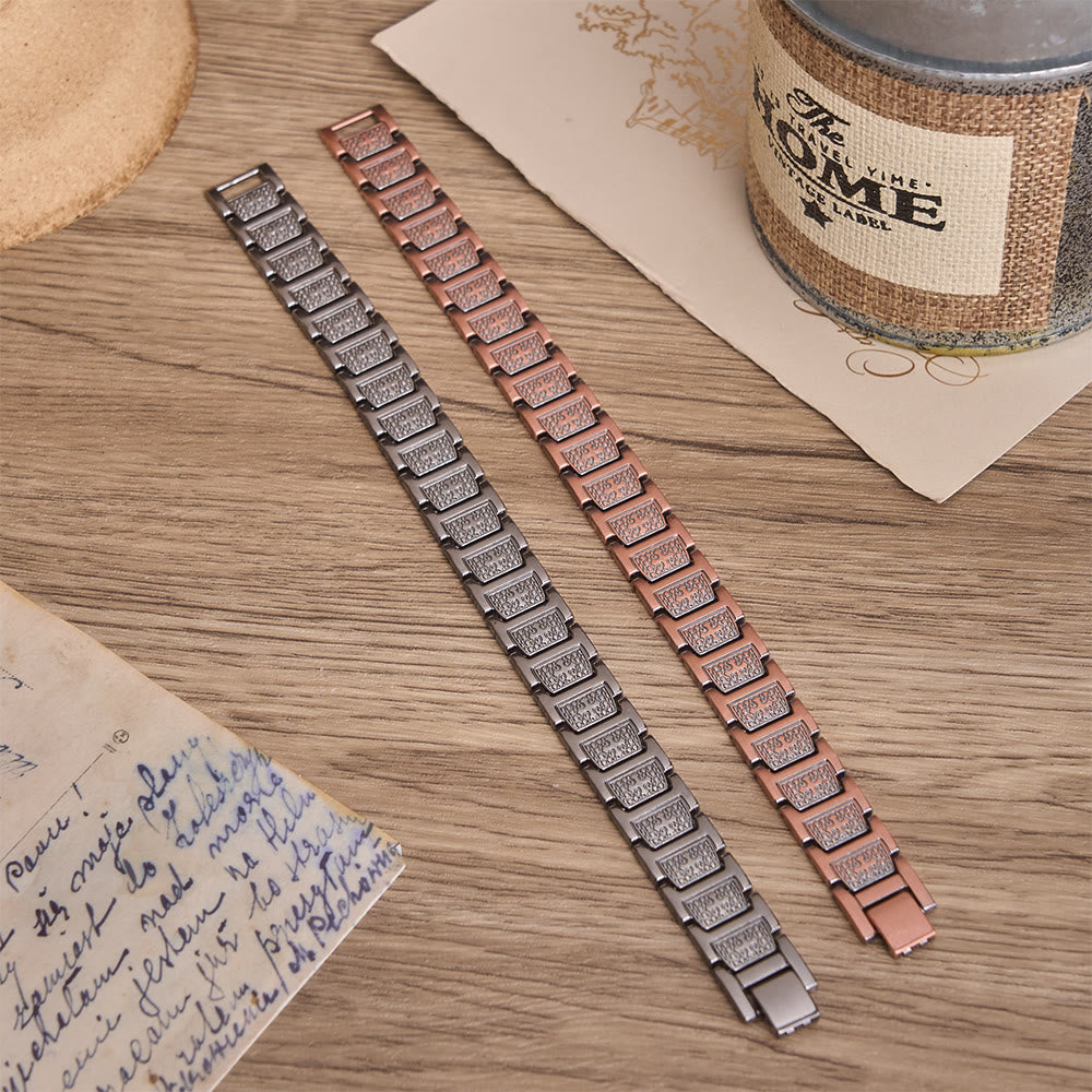 Christianartworkshop Rechteckiges Gliederarmband mit eingefasstem Kreuzmotiv aus Perlen und verstellbarem Faltverschluss - image 2