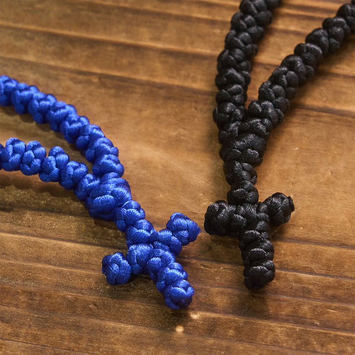 Christianartworkshop Blaue & Schwarze Kreuzkette mit 100 Segensknoten: Wertvolles Symbol des heiligen Segens - image 7
