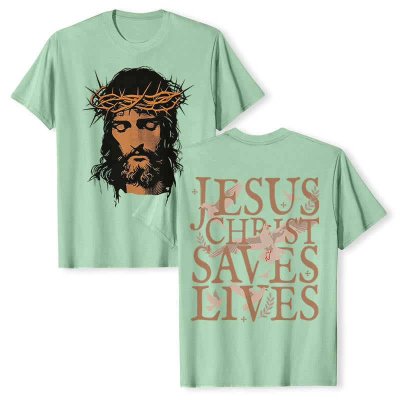 Christianartworkshop T-Shirt mit Jesusgesicht und Dornenkrone - Grasgrün - 2XL - image 21