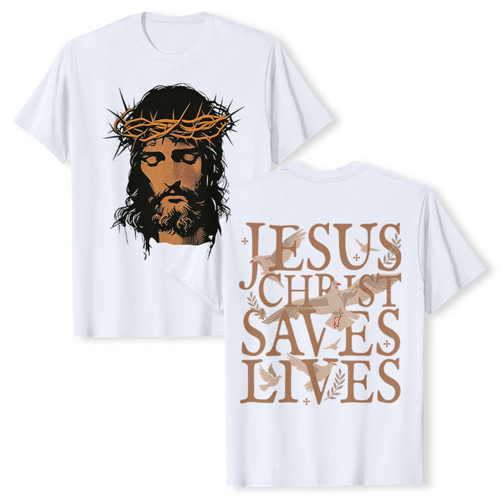 Christianartworkshop T-Shirt mit Jesusgesicht und Dornenkrone - Weiß - 2XL - image 0