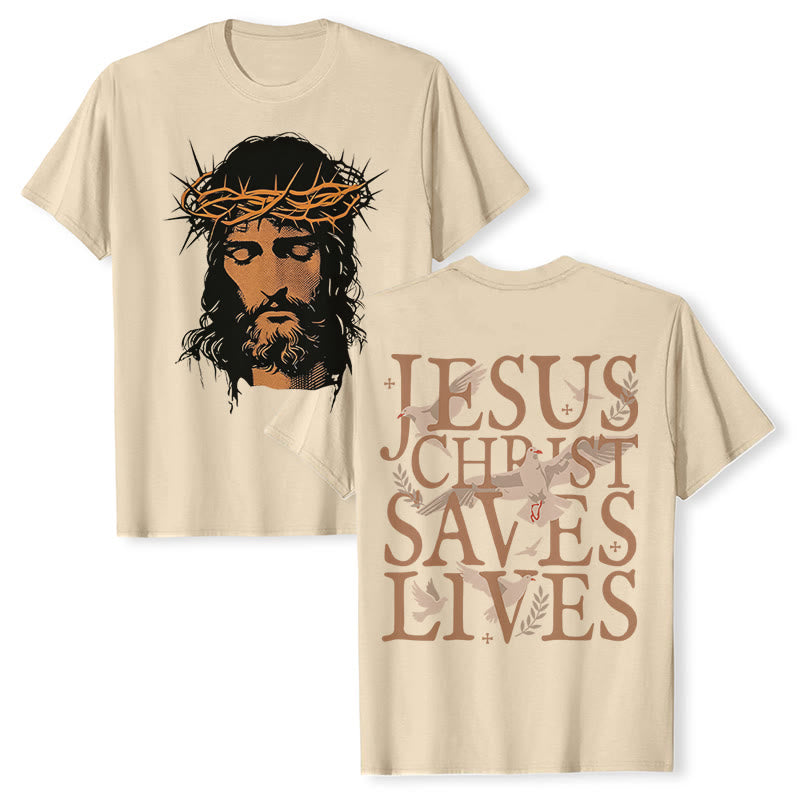 Christianartworkshop T-Shirt mit Jesusgesicht und Dornenkrone - Beige - 2XL - image 6