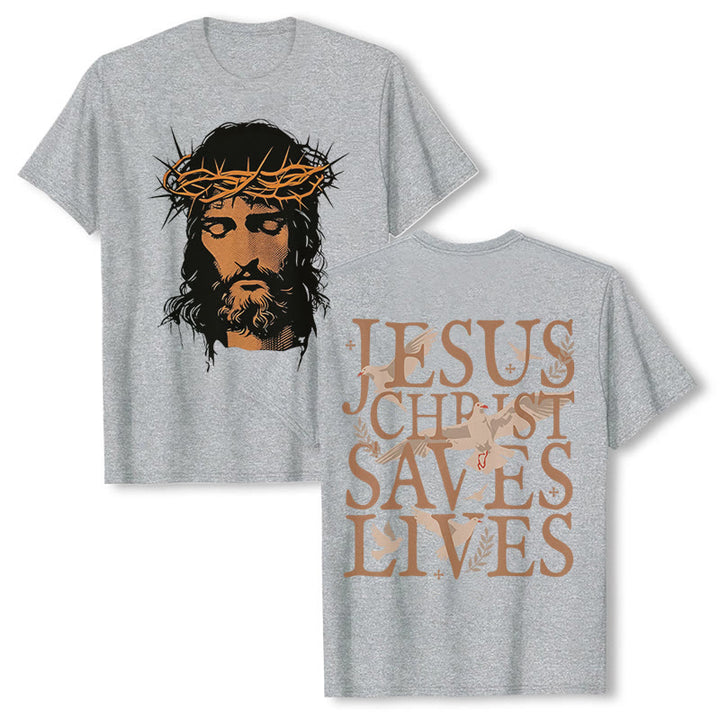 Christianartworkshop T-Shirt mit Jesusgesicht und Dornenkrone - Grau - 2XL - image 9