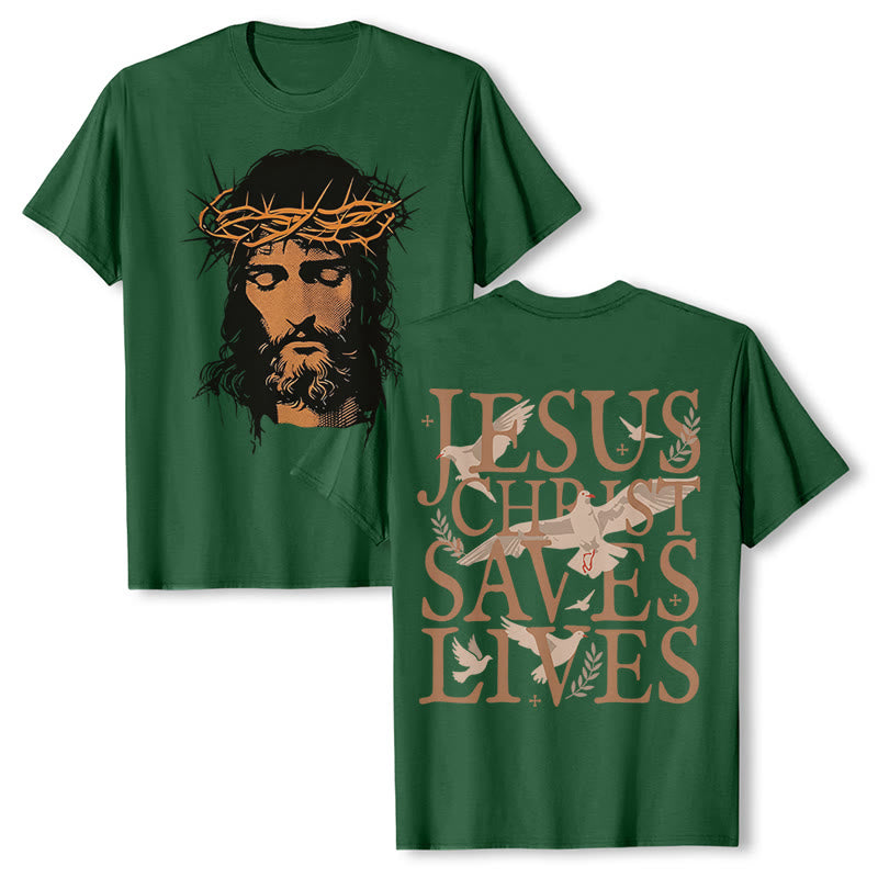 Christianartworkshop T-Shirt mit Jesusgesicht und Dornenkrone - Dunkelgrün - 2XL - image 24