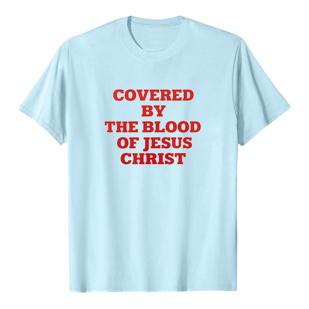 Christianartworkshop „Bedeckt durch das Blut Jesu Christi“ – Glaubensbekenntnis-T-Shirt mit kurzen Ärmeln - Blau - 2XL - image 5