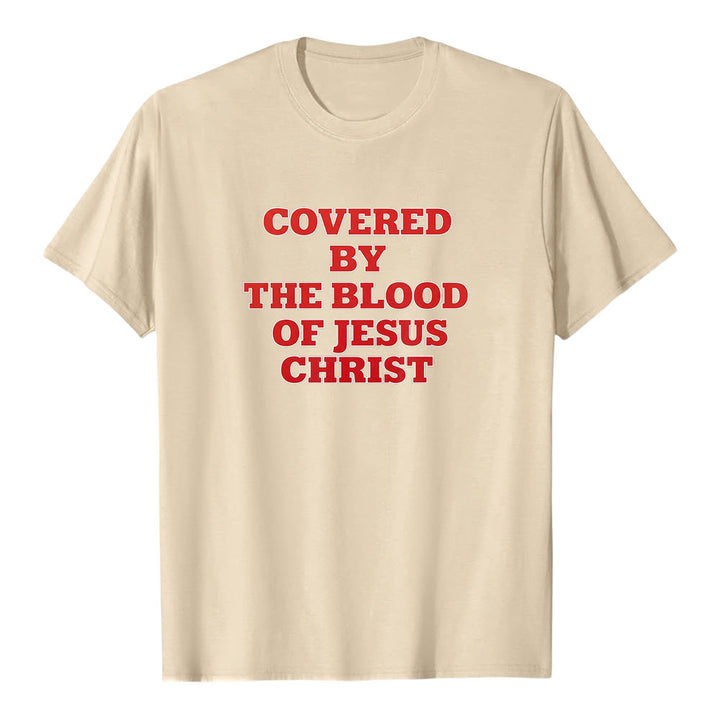 Christianartworkshop „Bedeckt durch das Blut Jesu Christi“ – Glaubensbekenntnis-T-Shirt mit kurzen Ärmeln - Beige - 2XL - image 4