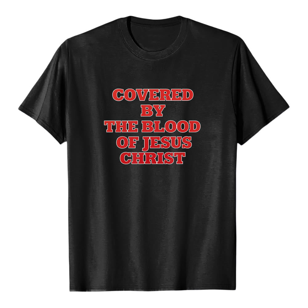 Christianartworkshop „Bedeckt durch das Blut Jesu Christi“ – Glaubensbekenntnis-T-Shirt mit kurzen Ärmeln - Schwarz - 2XL - image 1