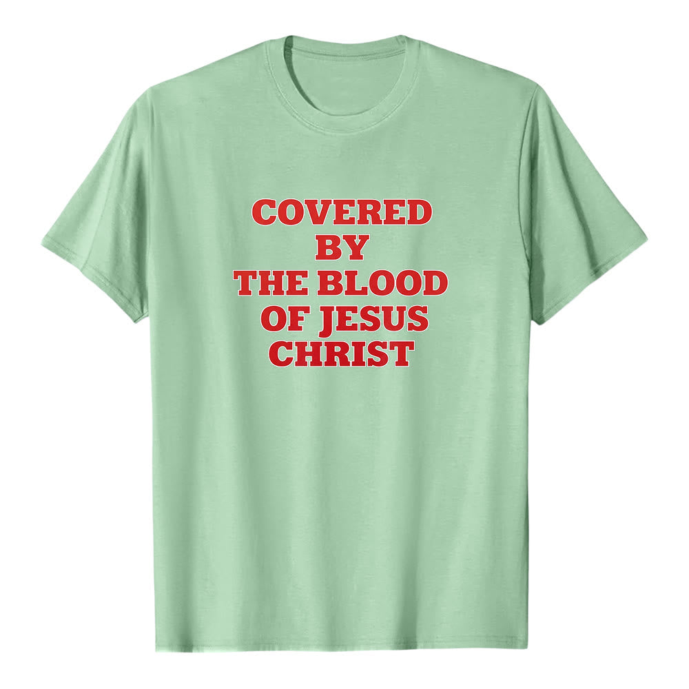 Christianartworkshop „Bedeckt durch das Blut Jesu Christi“ – Glaubensbekenntnis-T-Shirt mit kurzen Ärmeln - Hellgrün - 2XL - image 6