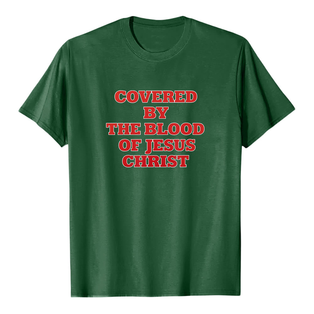 Christianartworkshop „Bedeckt durch das Blut Jesu Christi“ – Glaubensbekenntnis-T-Shirt mit kurzen Ärmeln - Dunkelgrün - 2XL - image 7