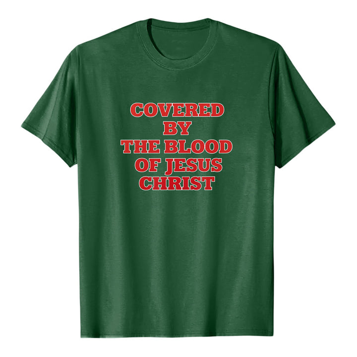 Christianartworkshop „Bedeckt durch das Blut Jesu Christi“ – Glaubensbekenntnis-T-Shirt mit kurzen Ärmeln - Dunkelgrün - 2XL - image 7