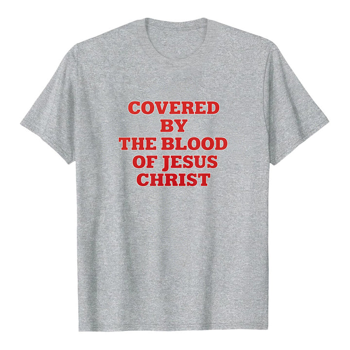 Christianartworkshop „Bedeckt durch das Blut Jesu Christi“ – Glaubensbekenntnis-T-Shirt mit kurzen Ärmeln - Grau - 2XL - image 2